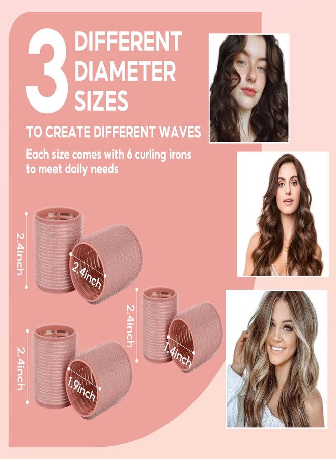 Goodofferplace 18 pcs Thermal Hair Rollers,Ceramic Thermal Hair Rollers Curlers for Blowout Look Long Hair Volume,Jumbo Self Grip Rollers Hair Curlers for Long Short for Women(Pink) - Image 2